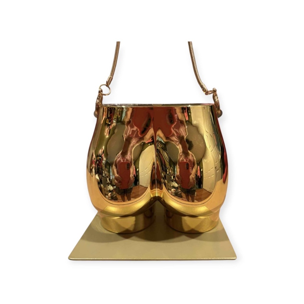 Novelty Gold Metallic Butt Shaped Bag